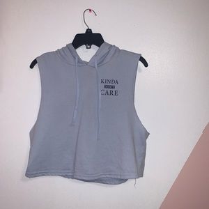 crop top sleeveless hoodie🤍